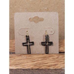 (3 for $15) JoMa Antiqued Gold Cross Dangle Earrings- NEW